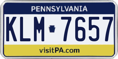 PA license plate KLM7657