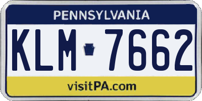 PA license plate KLM7662