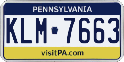 PA license plate KLM7663