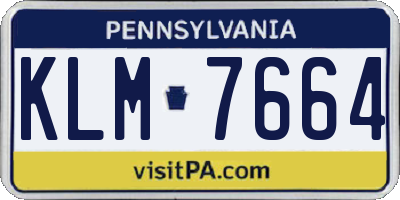 PA license plate KLM7664