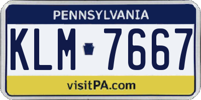 PA license plate KLM7667
