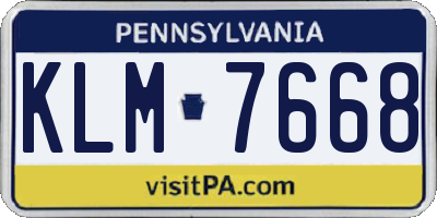 PA license plate KLM7668