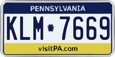 PA license plate KLM7669
