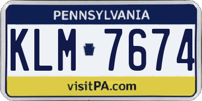 PA license plate KLM7674