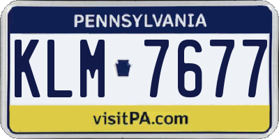 PA license plate KLM7677
