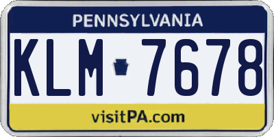 PA license plate KLM7678