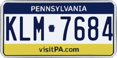 PA license plate KLM7684