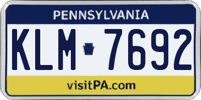 PA license plate KLM7692
