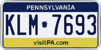 PA license plate KLM7693
