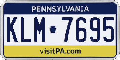 PA license plate KLM7695