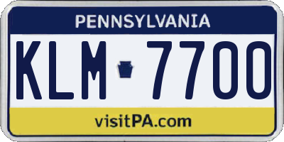 PA license plate KLM7700