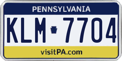 PA license plate KLM7704