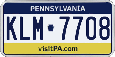 PA license plate KLM7708