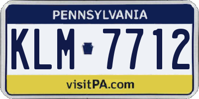 PA license plate KLM7712