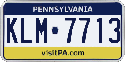 PA license plate KLM7713