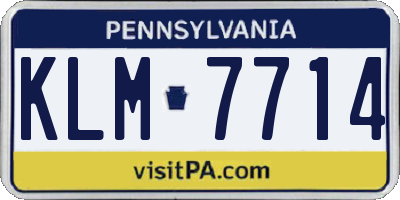 PA license plate KLM7714