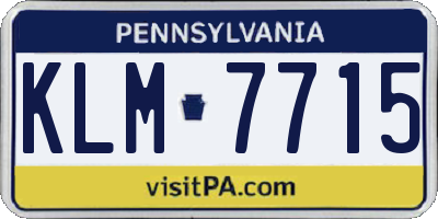 PA license plate KLM7715