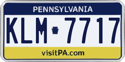 PA license plate KLM7717