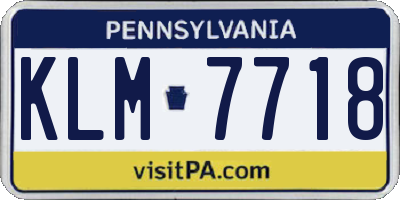 PA license plate KLM7718