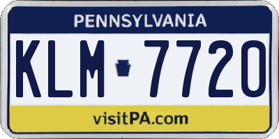 PA license plate KLM7720