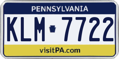 PA license plate KLM7722