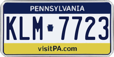 PA license plate KLM7723