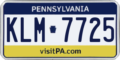 PA license plate KLM7725