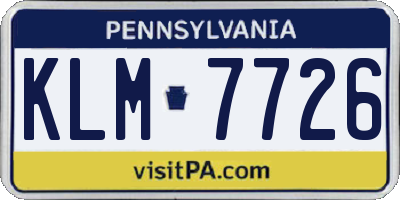 PA license plate KLM7726