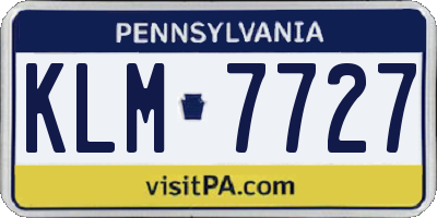 PA license plate KLM7727