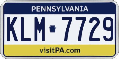 PA license plate KLM7729