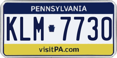 PA license plate KLM7730