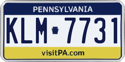 PA license plate KLM7731