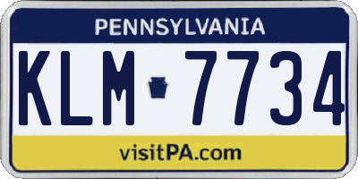 PA license plate KLM7734