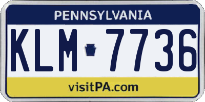 PA license plate KLM7736