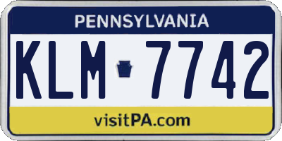 PA license plate KLM7742