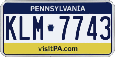 PA license plate KLM7743