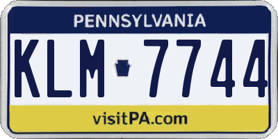 PA license plate KLM7744