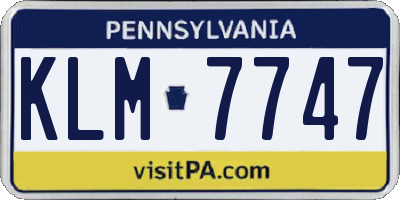 PA license plate KLM7747