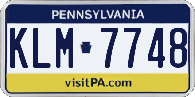 PA license plate KLM7748