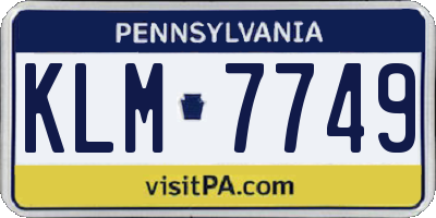 PA license plate KLM7749
