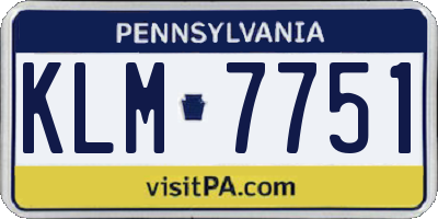 PA license plate KLM7751
