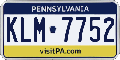 PA license plate KLM7752