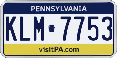 PA license plate KLM7753