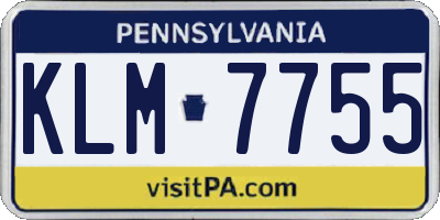 PA license plate KLM7755