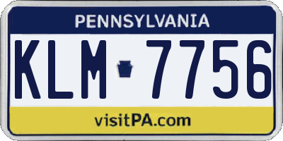 PA license plate KLM7756