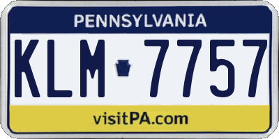 PA license plate KLM7757