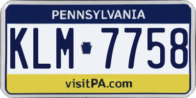 PA license plate KLM7758