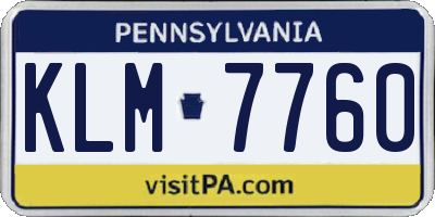 PA license plate KLM7760