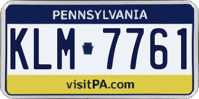 PA license plate KLM7761