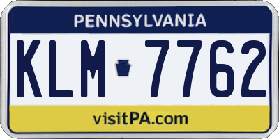 PA license plate KLM7762